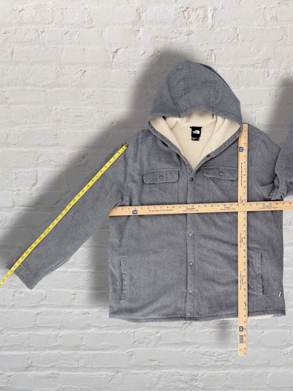 The North Face Hooded Campshire Shirt Jacket XXL Gray Sherpa Lined Shacket